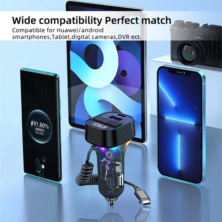 C53 Car Bluetooth Receiver FM Transmitter MP3 Player Fast Charging Car Charger - Image 5
