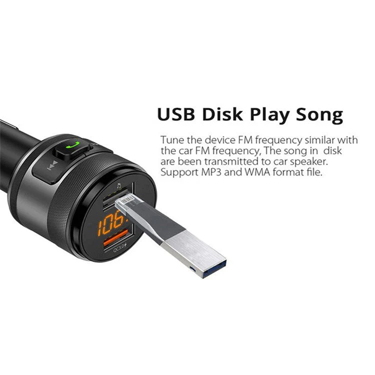 C57 Mini Dual USB QC3.0 Car Charger FM Transmitter Hands-free Call Bluetooth MP3 Music Player - Image 5