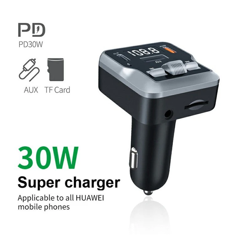 C64 Bluetooth 5.3 Car Adapter PD 30W Car Charger Handsfree Calling Audio Receiver MP3 Music Player - Image 2