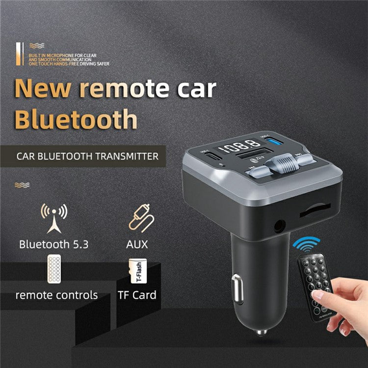 C66 Multifunctional Car Charger FM Transmitter Bluetooth Player Adapter with Remote Control - Image 2