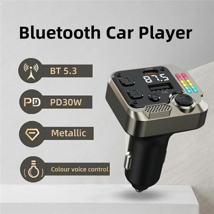 C68 Bluetooth FM Transmitter Car Adapter PD 30W Dual Port Car Charger Music Player Hands-Free Call - Image 3