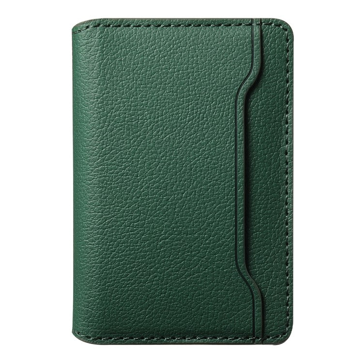 Calf Texture PU Leather Card Holder Phone Card Case Adhesive Cellphone Kickstand - Green - Image 2