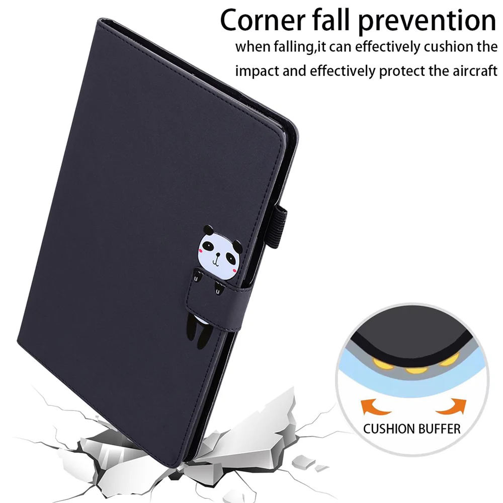 Card Slots Leather Case for Lenovo Tab M10 Plus (3rd Gen) Tablet Stand Cover Animal Pattern - Black - Image 5