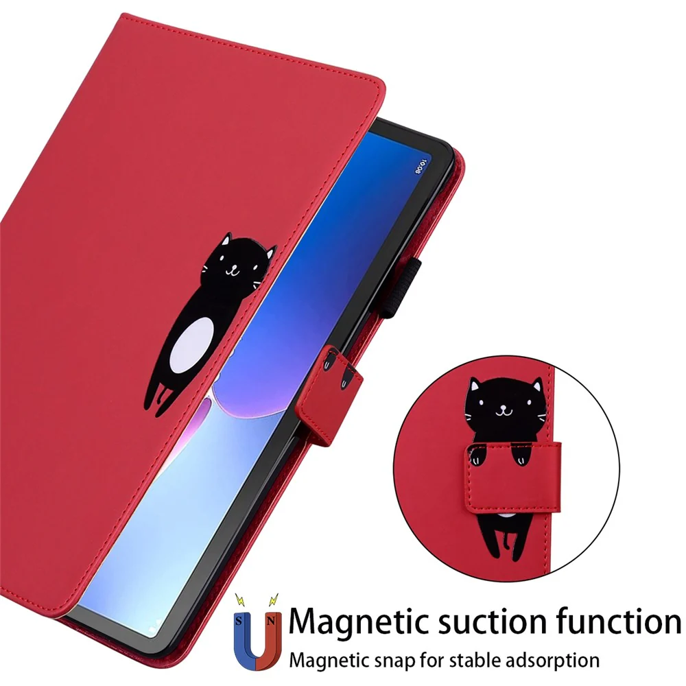 Card Slots Leather Case for Lenovo Tab M10 Plus (3rd Gen) Tablet Stand Cover Animal Pattern - Red - Image 6