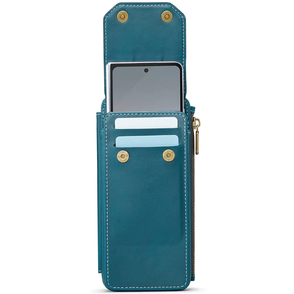 CASEME ME40 Crossbody Bag for Samsung Galaxy Z Fold7 5G / Z Fold6 5G / Z Fold5 5G / Z Fold4 5G / Z Fold3 5G Leather RFID Blocking Wallet- Blue - Image 3