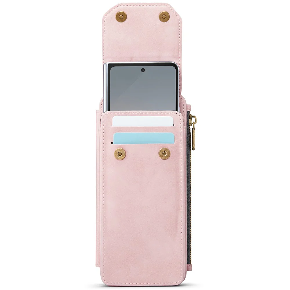 CASEME ME40 Crossbody Bag for Samsung Galaxy Z Fold7 5G / Z Fold6 5G / Z Fold5 5G / Z Fold4 5G / Z Fold3 5G Leather RFID Blocking Wallet - Pink - Image 3
