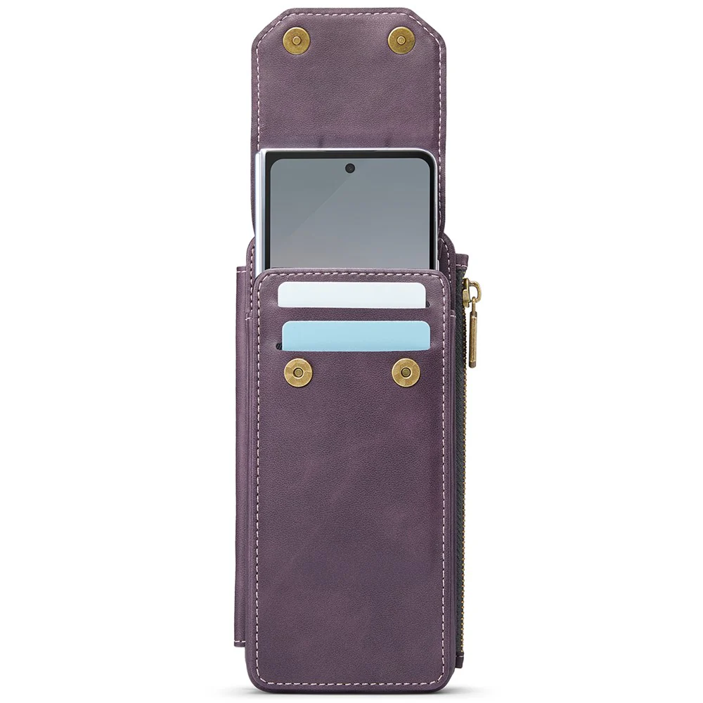 CASEME ME40 Crossbody Bag for Samsung Galaxy Z Fold7 5G / Z Fold6 5G / Z Fold5 5G / Z Fold4 5G / Z Fold3 5G Leather RFID Blocking Wallet - Purple - Image 3