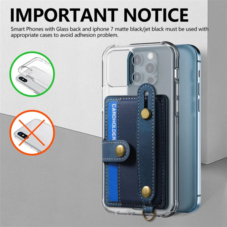 Cell Phone Card Holder Pouch Self-Adhesive Phone Kickstand with Wrist Strap - Brown - Image 6
