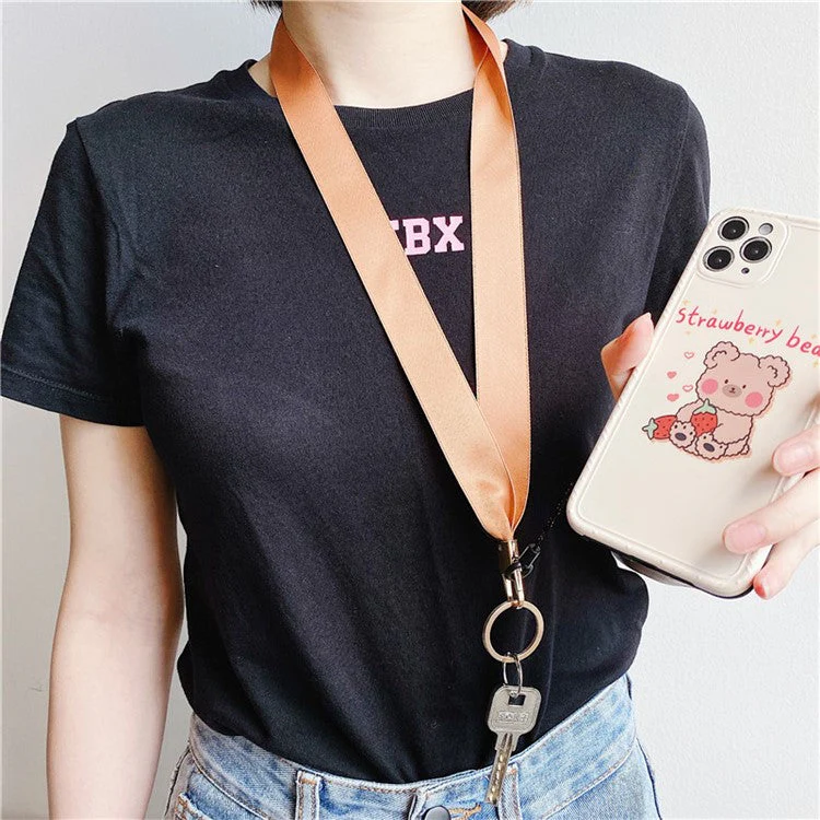 Cell Phone Lanyard Keychain Lanyard Neck Strap Nurse Lanyard for Phone Case and Keys - Silk Ribbon / Matcha Green - Image 3