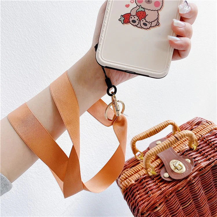Cell Phone Lanyard Keychain Lanyard Neck Strap Nurse Lanyard for Phone Case and Keys - Silk Ribbon / Milk Tea Color - Image 5