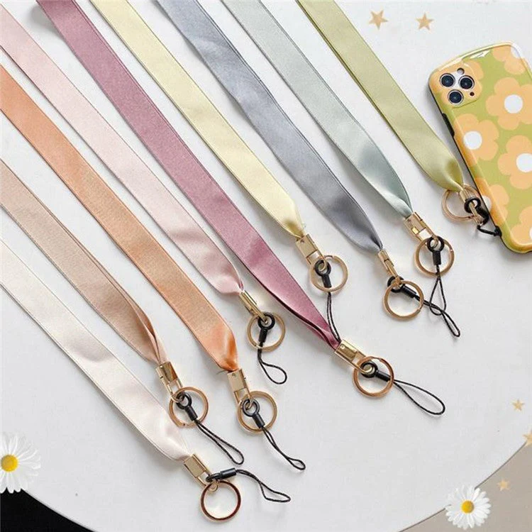 Cell Phone Lanyard Keychain Lanyard Neck Strap Nurse Lanyard for Phone Case and Keys - Silk Ribbon / Yellow - Image 6