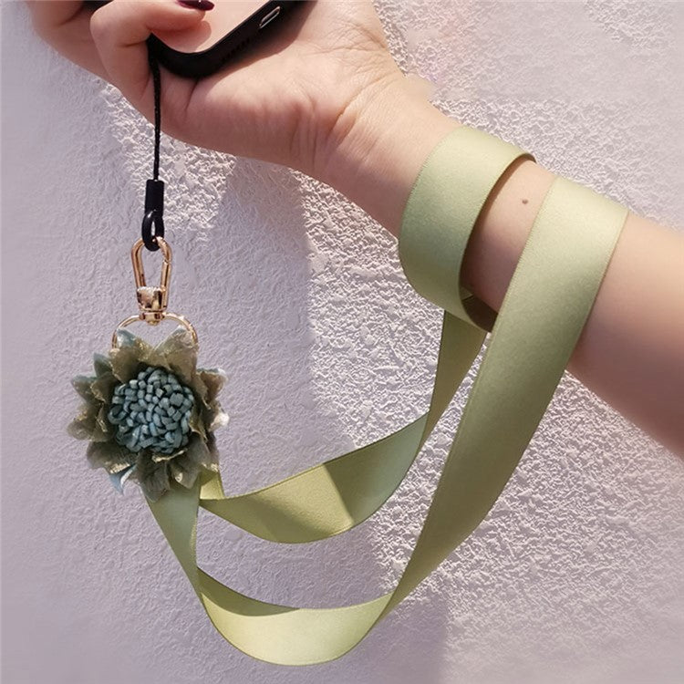 Cell Phone Lanyard Neck Strap Flower Decor Universal Lanyard Anti-lost Necklace Cord - Orange - Image 2