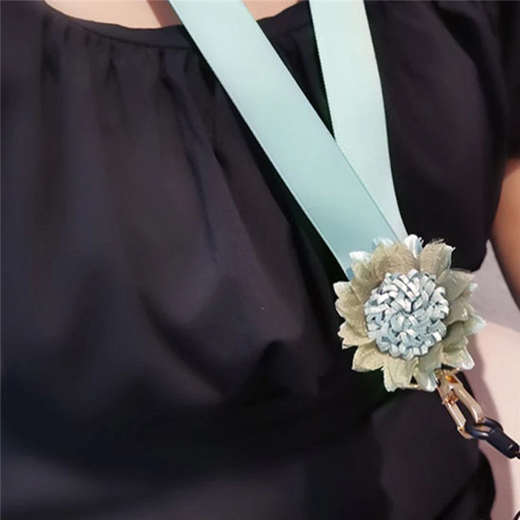 Cell Phone Lanyard Neck Strap Flower Decor Universal Lanyard Anti-lost Necklace Cord - Sky Blue - Image 4