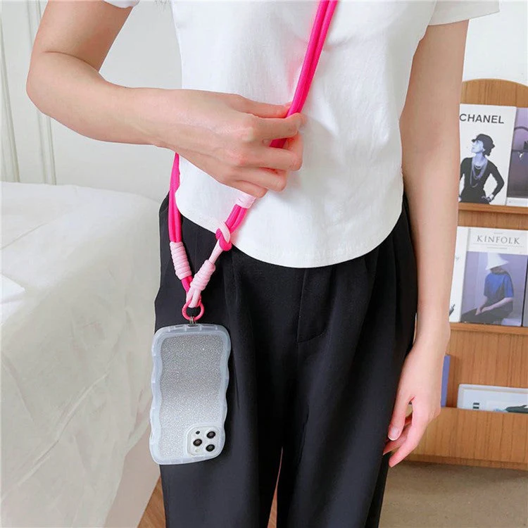 Cell Phone Lanyard Universal Crossbody Polyester Strap with Tether Tab, Total Length: 120cm - Red+Black - Image 5