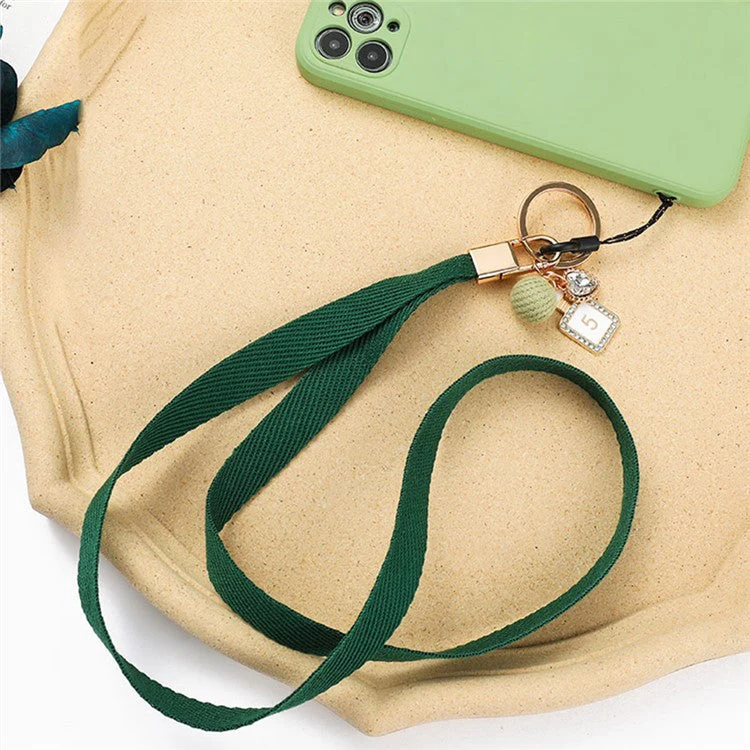 Cell Phone Lanyard Universal Neck Strap Ball Pendant Braided Chain Holder - Dark Brown - Image 2