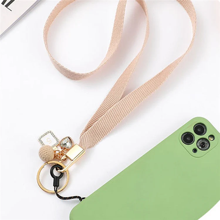 Cell Phone Lanyard Universal Neck Strap Ball Pendant Braided Chain Holder - Dark Brown - Image 3