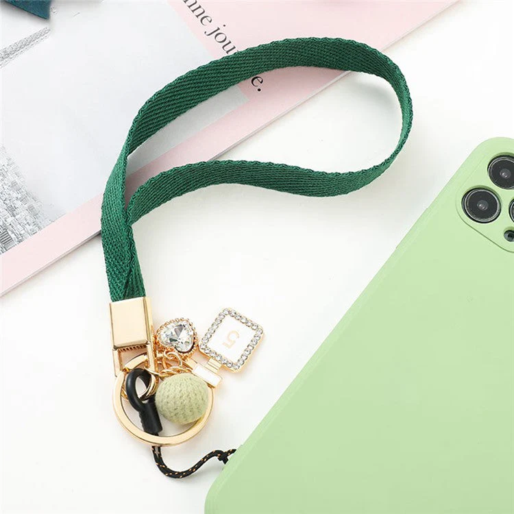 Cell Phone Lanyard Universal Neck Strap Ball Pendant Braided Chain Holder - Light Coffee - Image 5