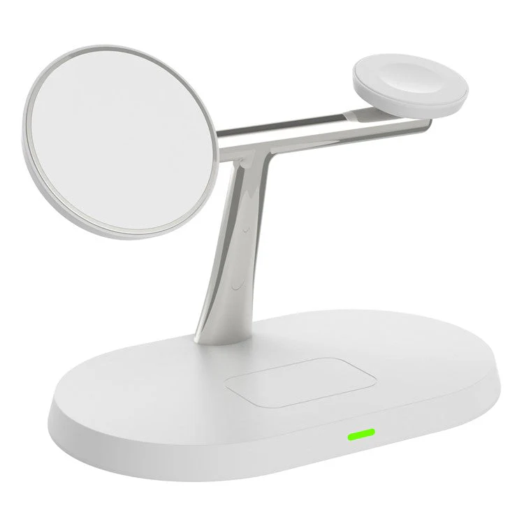 CF31 3-in-1 Magnetic Wireless Charger 15W Fast Charging Stand Holder for Apple Watch / AirPods / iPhone and Qi-enabled Devices - White - Image 2