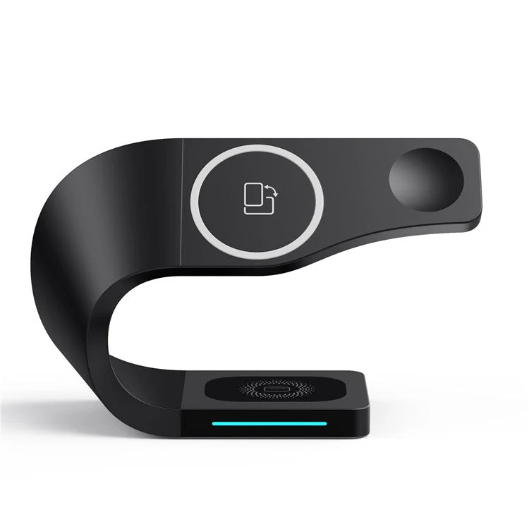 CF62 Intelligent 4 in 1 Magnetic Wireless Charger for iPhone / iWatch / AirPods 15W Fast Charging Station - Black - Image 2