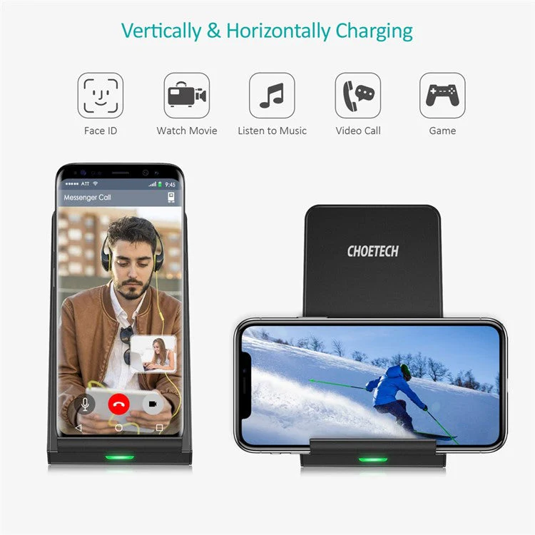 CHOETECH T524-S Wireless Charger Stand 10W Fast Charging Station Dock - Image 4