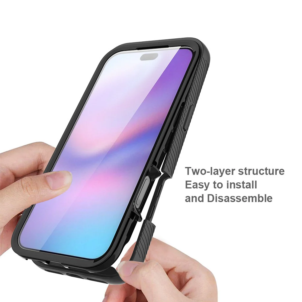 Clear Case for iPhone 17 Pro Max PC + TPU Phone Back Cover with PET Screen Film - Blue - Image 4