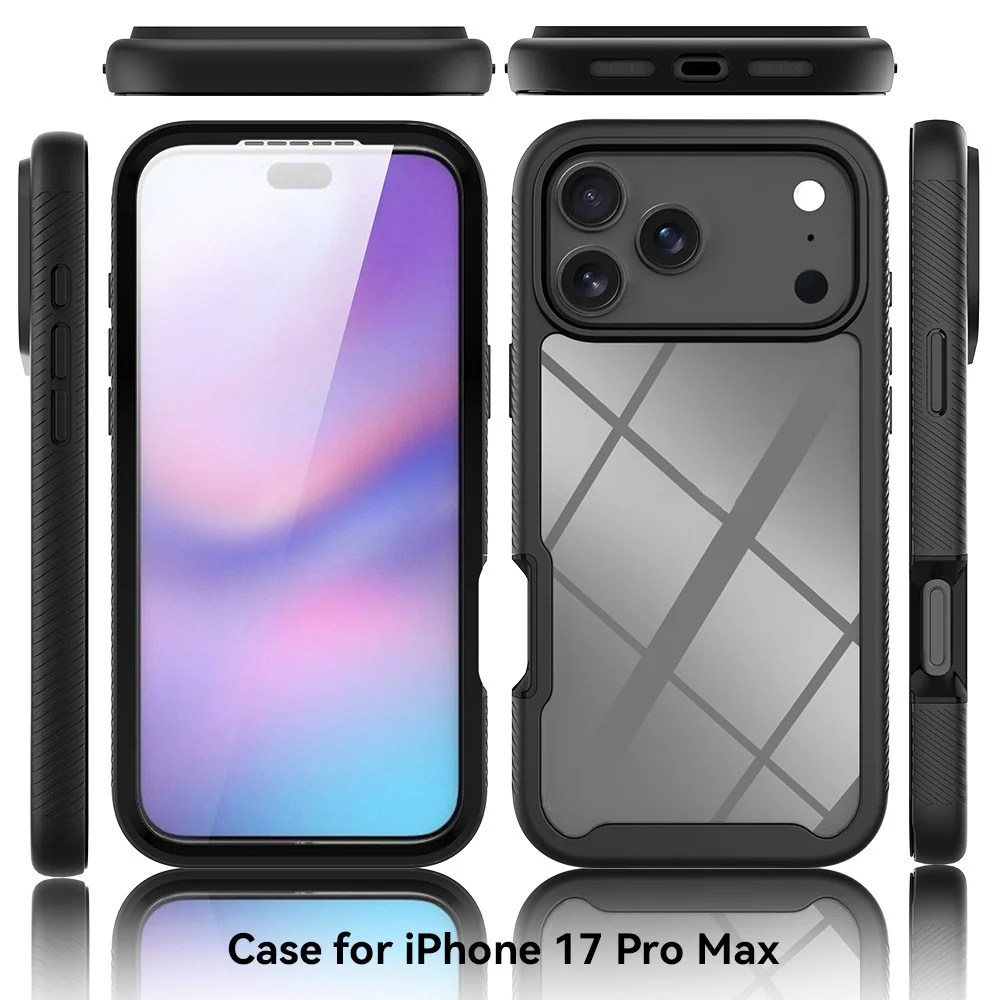 Clear Case for iPhone 17 Pro Max PC + TPU Phone Back Cover with PET Screen Film - Blue - Image 7