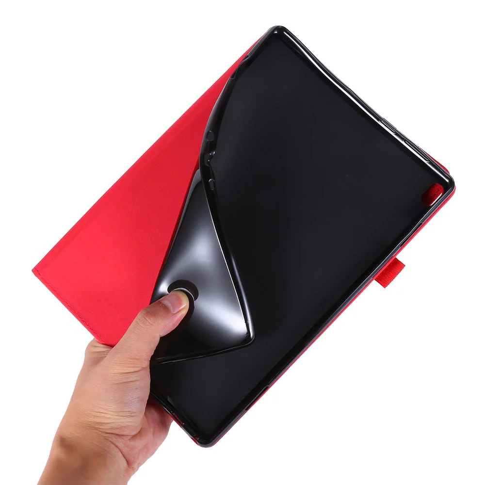 Cloth Texture Card Holder Stand Leather Case for Lenovo Tab P10 - Red - Image 5