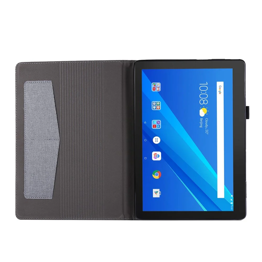 Cloth Texture Card Slots Leather Protective Case for Lenovo Tab M10 TB-X605F - Grey - Image 2