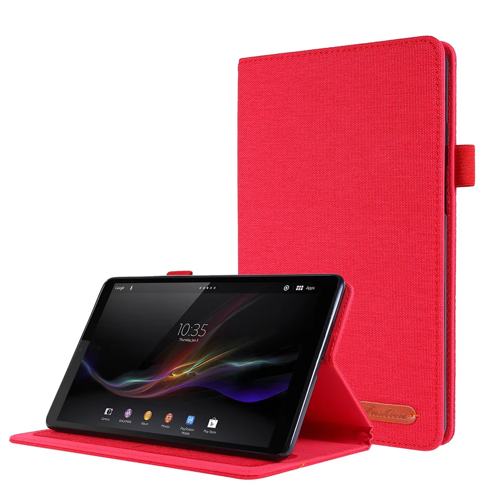 Cloth Texture Card Slots Stand Leather Cover for Lenovo Tab M8/Tab M8 (2nd Gen) - Red