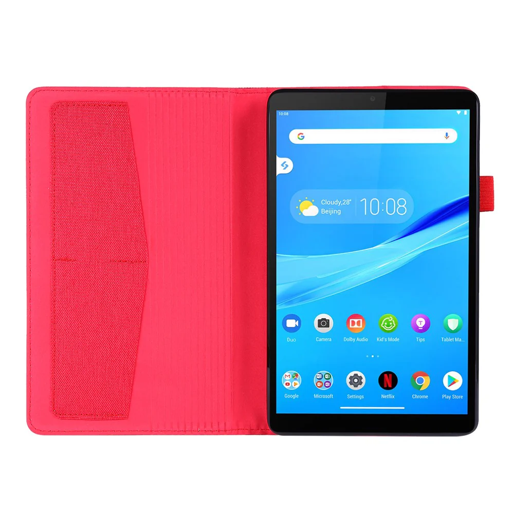 Cloth Texture Card Slots Stand Leather Cover for Lenovo Tab M8/Tab M8 (2nd Gen) - Red - Image 3