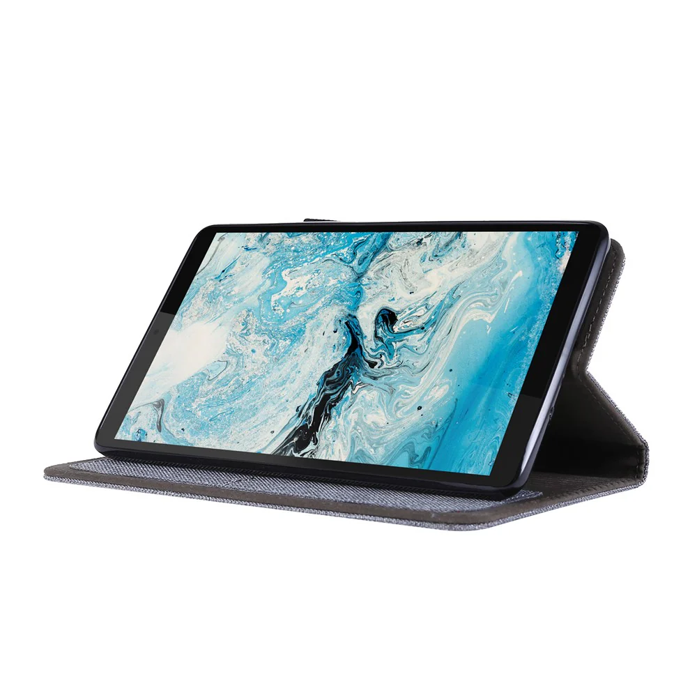 Cloth Texture Card Slots Stand Leather Protective Cover for Lenovo Tab M7 (2nd Gen) TB-7305F / (3rd Gen) - Grey - Image 2