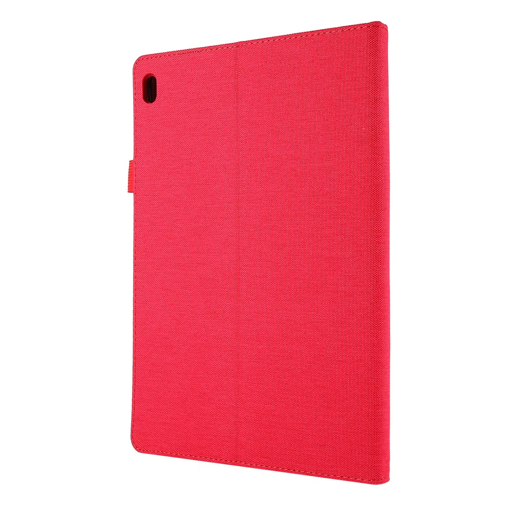Cloth Texture Leather Tablet Shell with Card Holder Stand for Lenovo Tab E10 - Red - Image 4