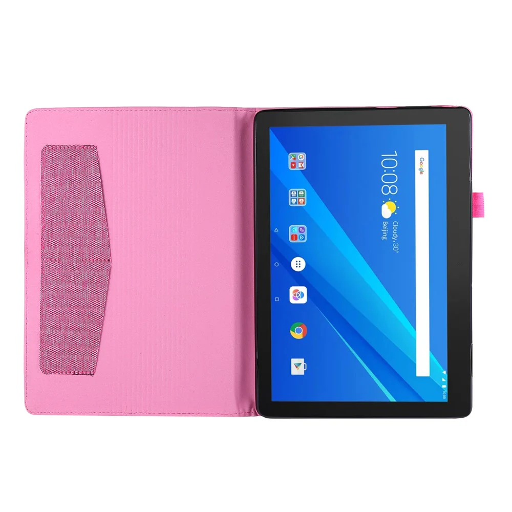 Cloth Texture Leather Tablet Shell with Card Holder Stand for Lenovo Tab E10 - Rose - Image 2