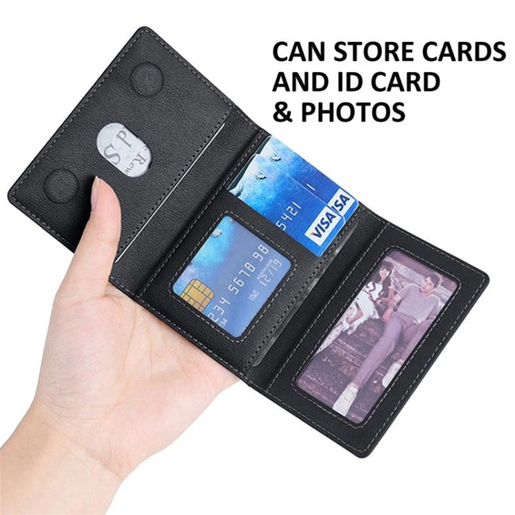Compatible with MagSafe Card Holder Tri-fold Wallet Kickstand for iPhone 12-15 - Blue - Image 5