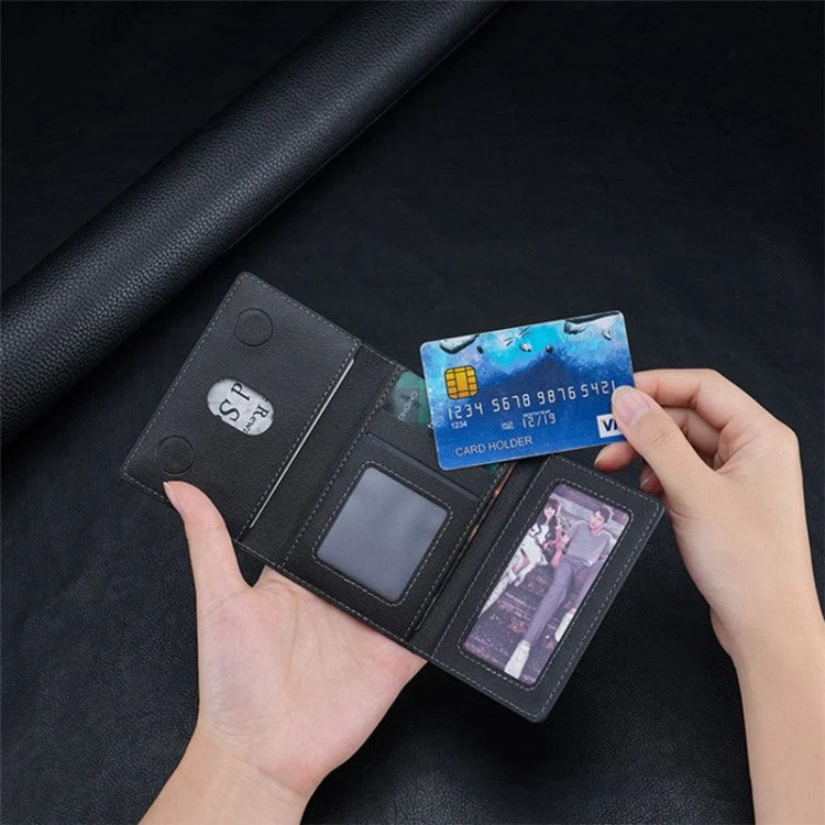 Compatible with MagSafe Card Holder Tri-fold Wallet Kickstand for iPhone 12-15 - Blue - Image 7