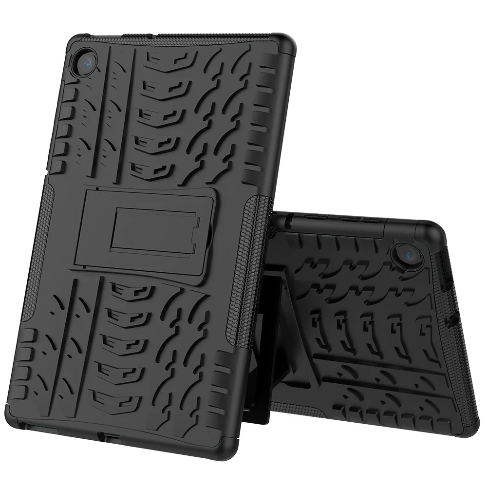 Cool Tyre Pattern PC + TPU Tablet Back Case with Kickstand for Lenovo Tab M10 Plus TB-X606F / Tab K10 - Black - Image 3