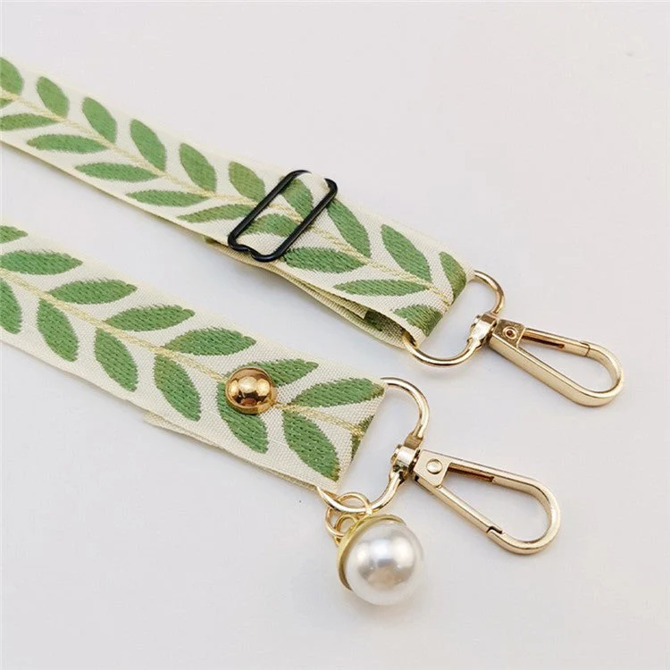 Crossbody Phone Lanyard Adjustable Leaf Pattern Fabric Phone Strap with Tether Tab + Hanging Ropes, Folded Length: 64cm - Brown - Image 2