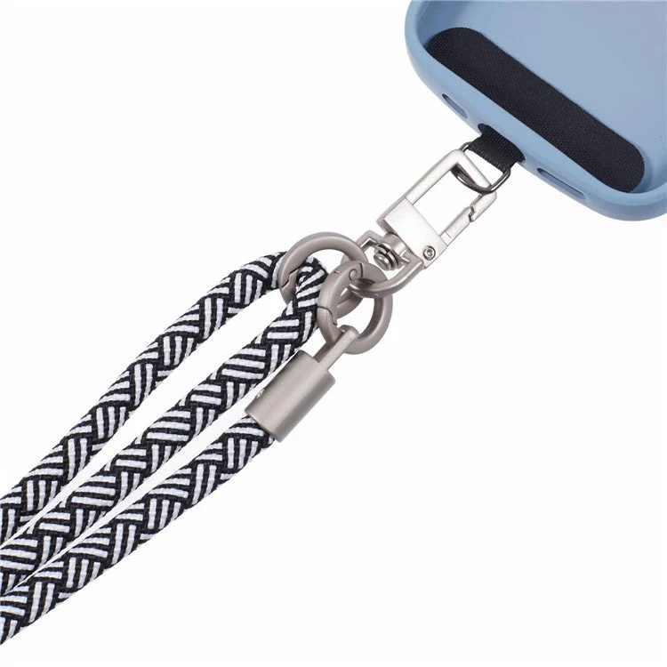 Crossbody Phone Lanyard Adjustable Silver Buckle Nylon Phone Strap with Tether Tab, Total Length: 140cm - Style B - Image 3
