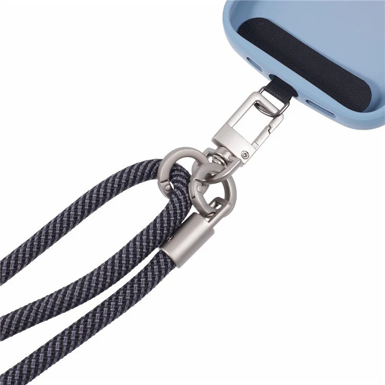 Crossbody Phone Lanyard Adjustable Silver Buckle Nylon Phone Strap with Tether Tab, Total Length: 140cm - Style C - Image 3
