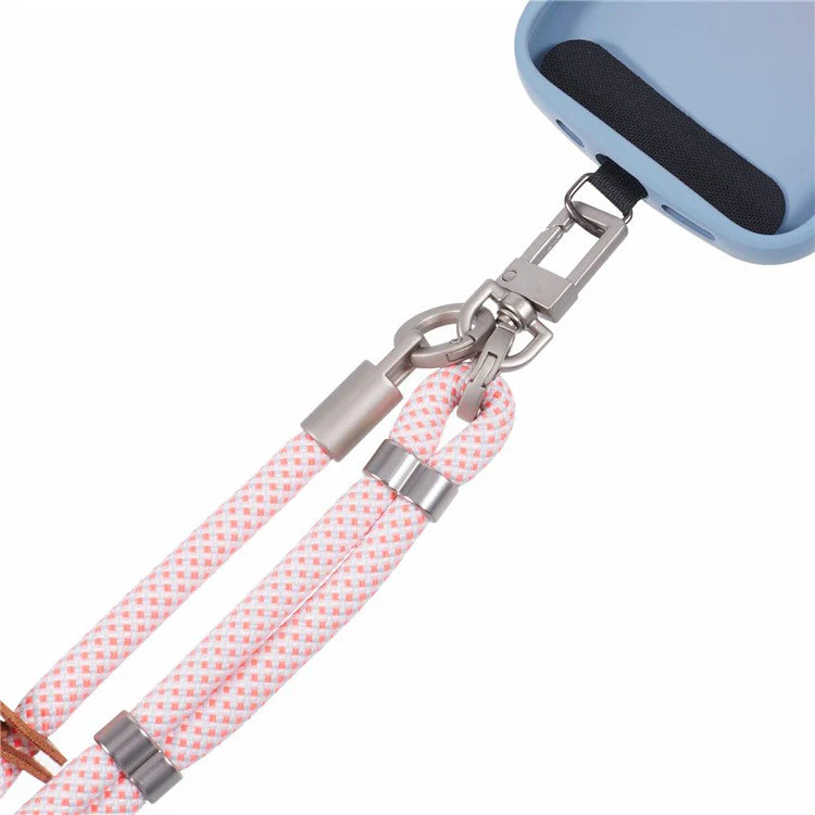 Crossbody Phone Lanyard Adjustable Silver Buckle Nylon Phone Strap with Tether Tab, Total Length: 140cm - Style I - Image 3