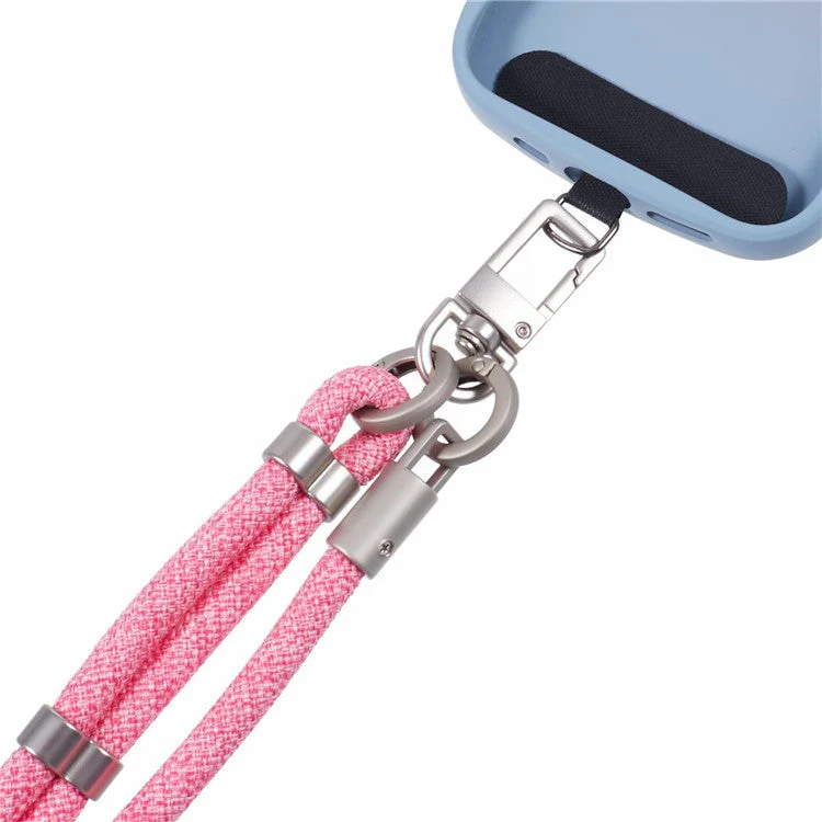 Crossbody Phone Lanyard Adjustable Silver Buckle Nylon Phone Strap with Tether Tab, Total Length: 140cm - Style J - Image 3