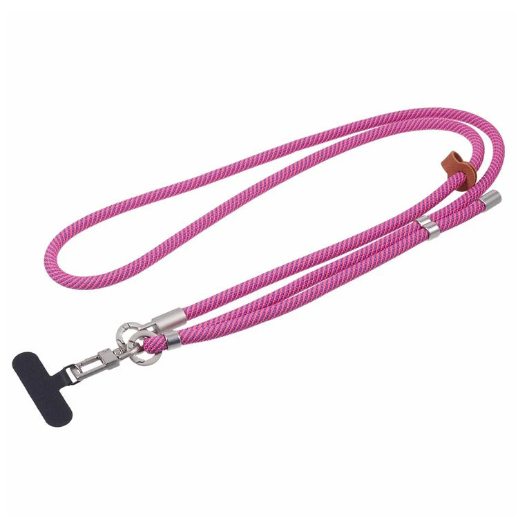 Crossbody Phone Lanyard Adjustable Silver Buckle Nylon Phone Strap with Tether Tab, Total Length: 140cm - Style P