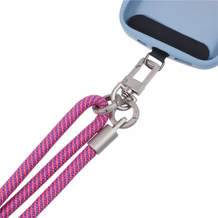 Crossbody Phone Lanyard Adjustable Silver Buckle Nylon Phone Strap with Tether Tab, Total Length: 140cm - Style P - Image 3