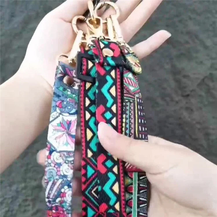 Crossbody Phone Lanyard Ethnic Style Nylon Phone Strap with Tether Tab + Hanging Ropes, Total Length: 120cm - MOM - Image 7