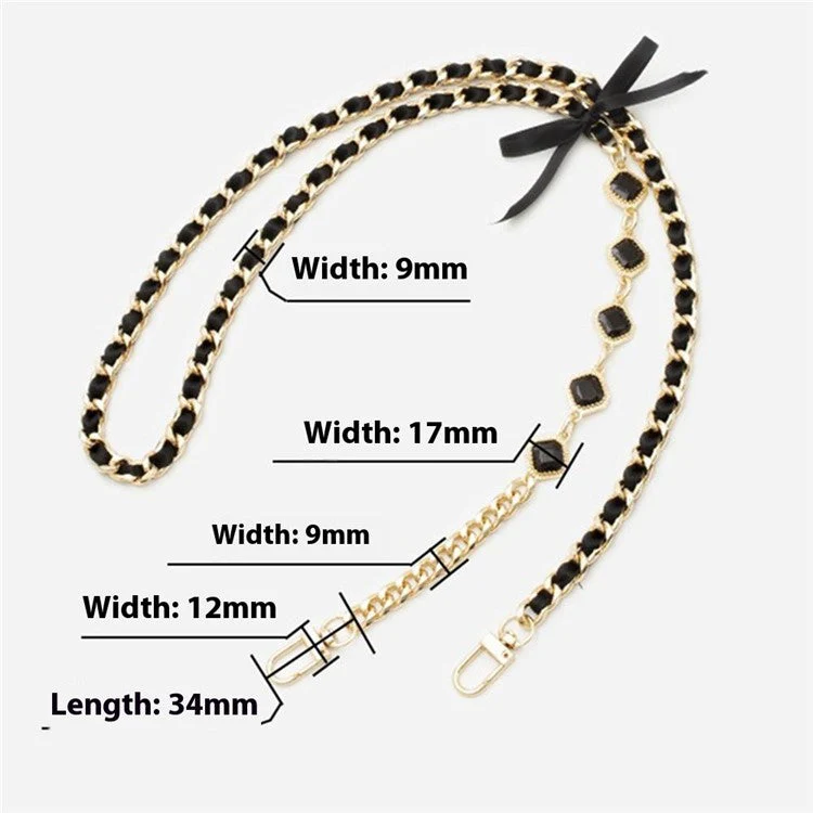 Crossbody Phone Lanyard Metal Phone Charm Cell Phone Chain Strap, Total Length: 120cm - Black - Image 4