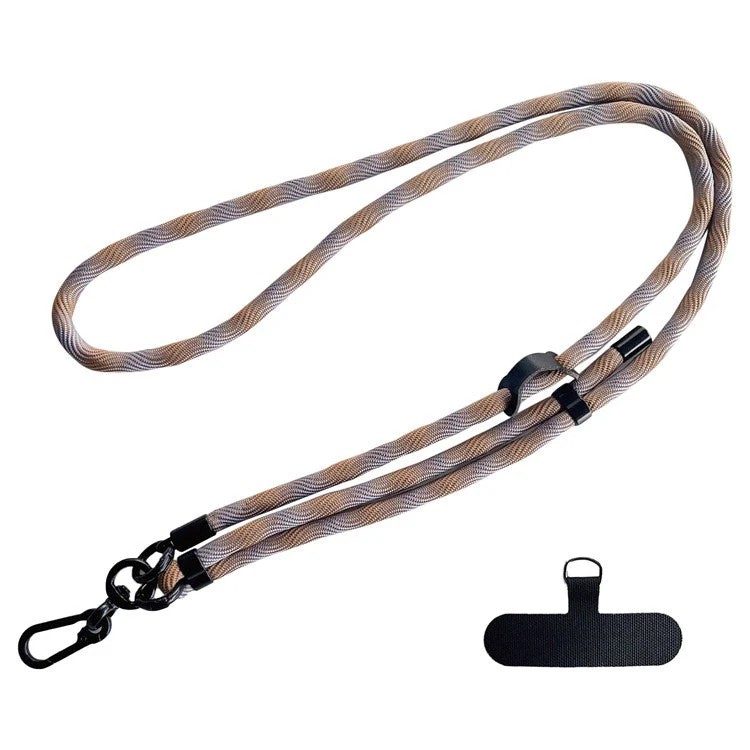 Crossbody Phone Lanyard Strap with Patch 7mm Thickness Adjustable Nylon Neck Strap - Sky Blue+Brown