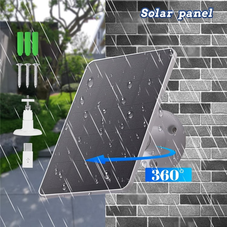 CSP4W-A 4W 5V Solar Panel for Security Camera Monocrystalline Solar Charger with Adjustable Bracket - White - Image 2