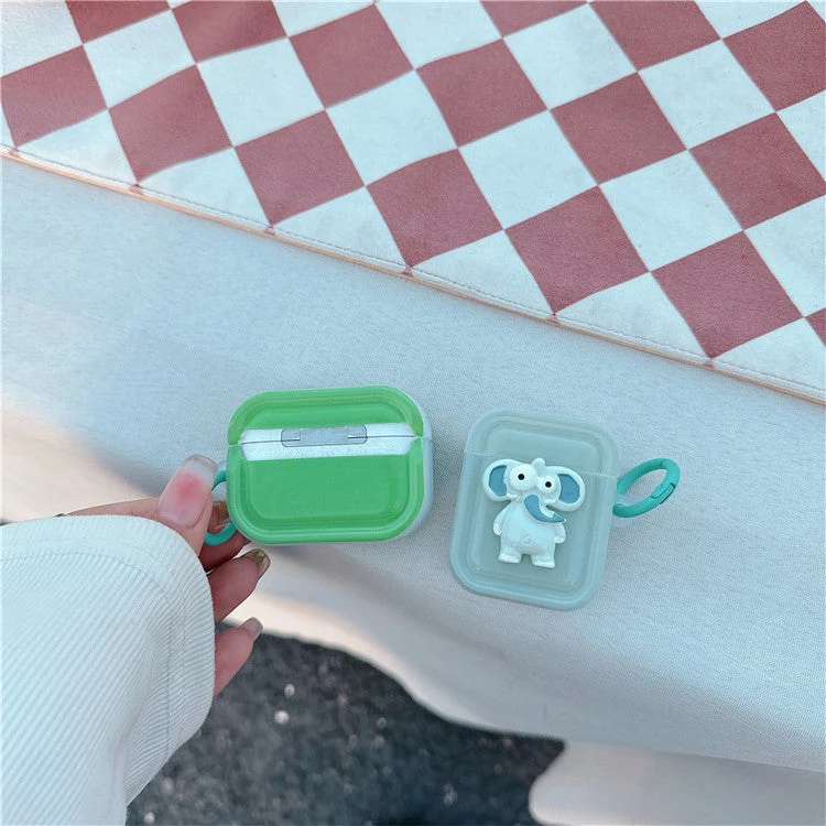 Cute Decor TPU Cover for AirPods Pro 2 / AirPods Pro Case Earphone Sleeve with Ring Buckle - Elephant - Image 5