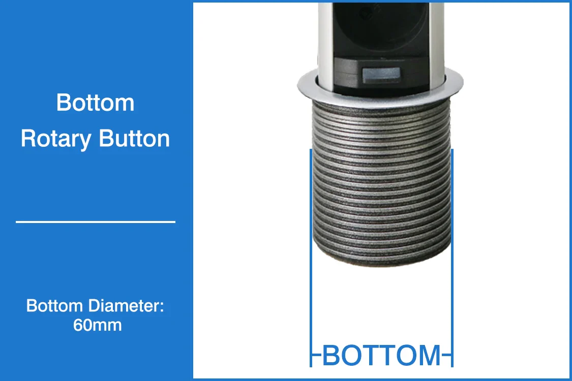 Cylindrical desktop pull up Socket 3 EU plug with USB A&C charging with 1.8m power cable - Image 5
