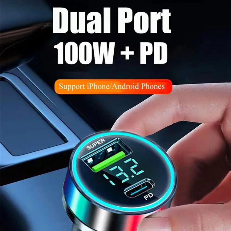 D3-PD 120W Car Charger Type-C+USB Dual Port +100W 3-in-1 Fast Charging Cable - Image 5
